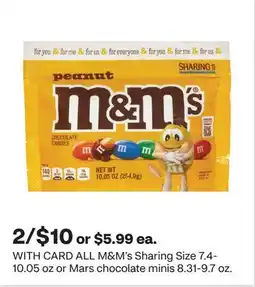 CVS ALL M&M's Sharing Size 7.4-10.05 oz or Mars chocolate minis 8.31-9.7 oz offer