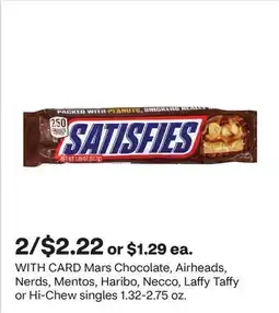 CVS Mars Chocolate, Airheads, Nerds, Mentos, Haribo, Necco, Laffy Taffy or Hi-Chew singles 1.32-2.75 oz offer
