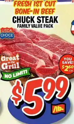 Western Beef FRESH 1ST CUT BONE-IN BEEF CHUCK STEAK offer