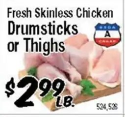 Western Beef Fresh Skinless Chicken Drumsticks or Thighs offer