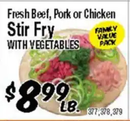 Western Beef Fresh Beef, Pork or Chicken Stir Fry WITH VEGETABLES offer