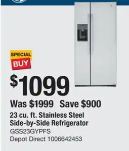 The Home Depot GE 23 cu. ft. Stainless Steel Side-by-Side Refrigerator offer