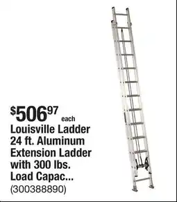 The Home Depot Louisville Ladder 24 ft. Aluminum Extension Ladder with 300 lbs. Load Capacity Type IA Duty Rating offer