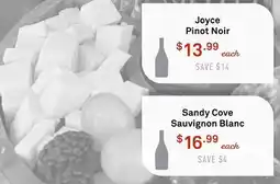Standard Market Joyce Pinot Noir, Sandy Cove Sauvignon Blanc offer