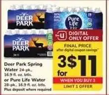 Safeway Deer Park Spring Water or Pure Life Water offer