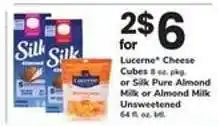 Safeway Lucerne Cheese Cubes or Silk Almond Milk offer