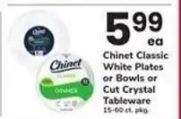 Safeway Chinet Classic White Plates or Bowls or Cut Crystal Tableware offer