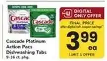 Safeway Cascade Platinum Action Pacs Dishwashing Tabs offer