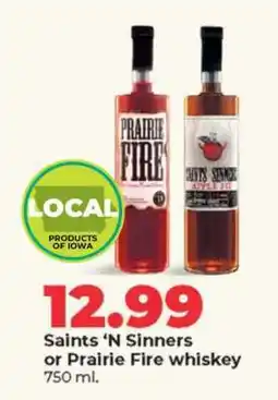 Hy-Vee Saints ‘N Sinners or Prairie Fire whiskey offer