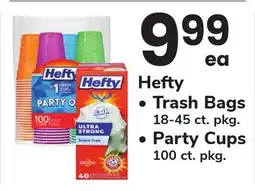 ACME Hefty Trash Bags 18-45 ct. pkg., Party Cups 100 ct. pkg offer