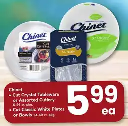 ACME Chinet Cut Crystal Tableware or Assorted Cutlery or Classic White Plates or Bowls offer