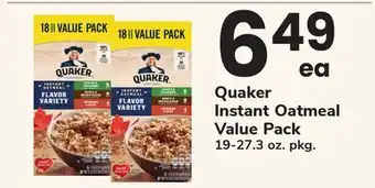 ACME Quaker Instant Oatmeal Value Pack offer