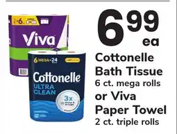 ACME Cottonelle Bath Tissue 6 ct. mega rolls or Viva Paper Towel 2 ct. triple rolls offer