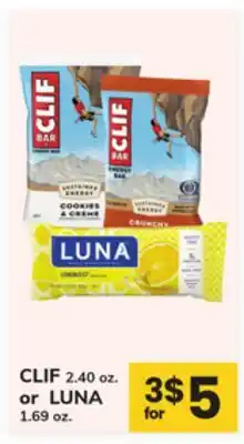 ACME CLIF 2.40 oz. or LUNA 1.69 oz offer