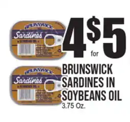 Extra Supermarket BRUNSWICK SARDINES IN SOYBEANS OIL offer