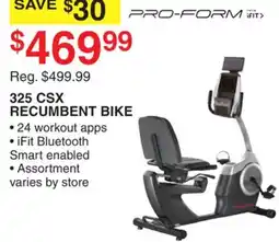 Dunham's Sports PRO-FORM 325 CSX RECUMBENT BIKE offer