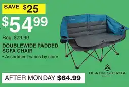 Dunham's Sports BLACK SIERRA DOUBLEWIDE PADDED SOFA CHAIR offer
