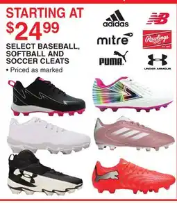 Dunham's Sports SELECT BASEBALL, SOFTBALL AND SOCCER CLEATS offer