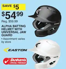 Dunham's Sports EASTON ALPHA BATTING HELMET WITH UNIVERSAL JAW GUARD offer