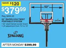 Dunham's Sports SPALDING 52 RAPIDLOCK TWIST PORTABLE SYSTEM offer