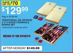 Dunham's Sports TRADITIONAL OR GRAPHIC 2' X 4' WOOD CORNHOLE BOARD SET offer