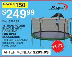 Dunham's Sports PROPEL 15' TRAMPOLINE BUNDLE WITH HOOP AND FUN-RING ENCLOSURE offer
