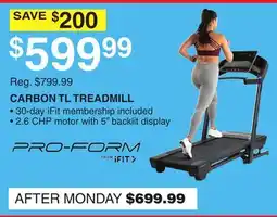Dunham's Sports PRO-FORM CARBON TL TREADMILL offer