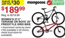 Dunham's Sports WOMEN'S 27.5 TERVANE OR BOYS' 20 FREESTYLE GRID BIKE offer