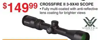 Dunham's Sports VORTEX OPTICS CROSSFIRE II 3-9X40 SCOPE offer