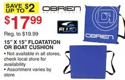 Dunham's Sports 15 X 15 FLOATATION OR BOAT CUSHION offer