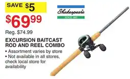 Dunham's Sports SHAKESPEARE EXCURSION BAITCAST ROD AND REEL COMBO offer