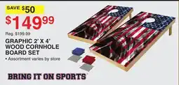 Dunham's Sports GRAPHIC 2' X 4' WOOD CORNHOLE BOARD SET offer