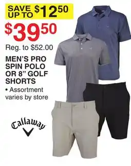 Dunham's Sports CALLAWAY MEN'S PRO SPIN POLO OR 8 GOLF SHORTS offer