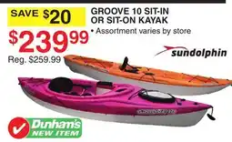Dunham's Sports SUNDOLPHIN GROOVE 10 SIT-IN OR SIT-ON KAYAK offer