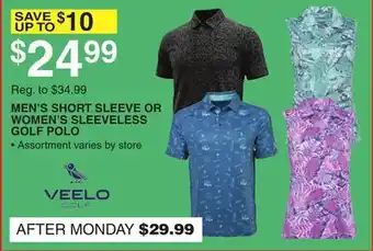Dunham's Sports VEELO GOLF MEN'S SHORT SLEEVE OR WOMEN'S SLEEVELESS GOLF POLO offer