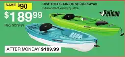Dunham's Sports PELICAN RISE 100X SIT-IN OR SIT-ON KAYAK offer