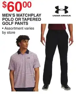 Dunham's Sports UNDER ARMOUR MEN'S MATCHPLAY POLO OR TAPERED GOLF PANTS offer
