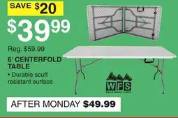 Dunham's Sports WFS 6' CENTERFOLD TABLE offer