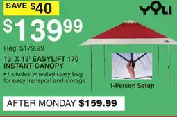 Dunham's Sports YOLI 13' X 13' EASYLIFT 170 INSTANT CANOPY offer