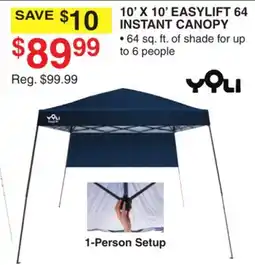 Dunham's Sports YOLI 10' X 10' EASYLIFT 64 INSTANT CANOPY offer