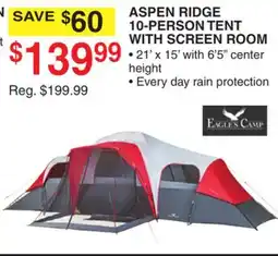 Dunham's Sports EAGLES CAMP ASPEN RIDGE 10-PERSON TENT WITH SCREEN ROOM offer