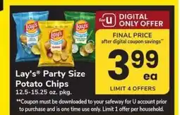 Safeway Lay's Party Size Potato Chips offer