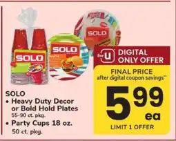 Safeway SOLO Heavy Duty Decor or Bold Hold Plates / Party Cups offer
