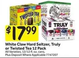 Stop&Shop White Claw Hard Seltzer, Truly or Twisted Tea 12 Pack offer