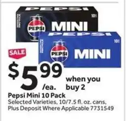 Stop&Shop Pepsi Mini 10 Pack offer
