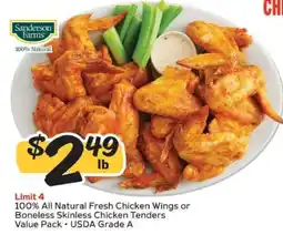 Winn Dixie Sanderson Farms Chicken Wings or Tenders offer