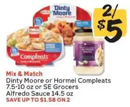 Winn Dixie Dinty Moore or Hormel Compleats / SE Grocers Alfredo Sauce offer