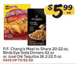 Winn Dixie P.F. Chang's Meal to Share, Birds Eye Voila Dinners, José Olé Taquitos offer