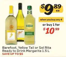 Winn Dixie Barefoot, Yellow Tail or Sol Rita Ready to Drink Margarita offer