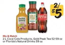 Winn Dixie Coca-Cola Products, Gold Peak Tea, or Florida's Natural Drinks offer